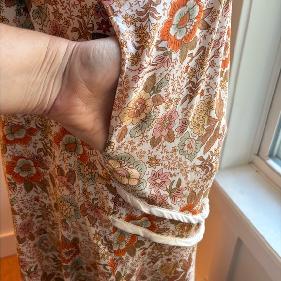 DAVI & DANI Floral Maxi Dress with Denim Trim Size Large - Picture 5 of 10